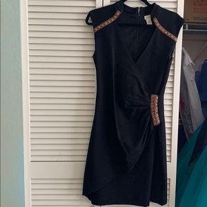 Cache Black Dress Brown Eyelet Trim Sz 6
